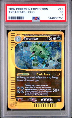 PSA 1 PR 2002 Expedition Tyranitar Holo Foil 29/165 WOTC E-Reader Pokemon - Image 1