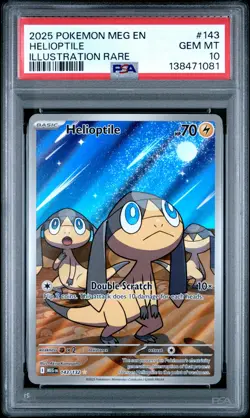 2025 POKEMON MEG EN-MEGA EVOLUTION ILLUSTRATION RARE #143 HELIOPTILE PSA 10 - Image 1