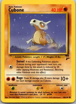 Cubone 70/130 Common Base Set 2 Pokemon Near Mint - Image 1