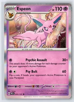Espeon 033/131 Holo Rare Prismatic Evolutions Pokemon Holo Near Mint - Image 1