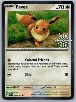 Eevee 133/165 - NM - Holiday Calendar 2025 Promo Snowflake Stamp - Pokemon TCG - Image 1