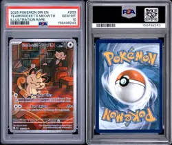 2025 Pokemon Destined Rivals TEAM ROCKET'S MEOWTH 203/182 PSA 10 GEM MINT - Image 2