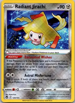 Radiant Jirachi 120/195 Radiant Rare Silver Tempest Pokemon Near Mint - Image 1