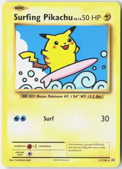 Surfing Pikachu 111/108 Secret Rare Evolutions Pokemon Lightly Played - Image 1