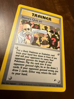 Pokemon Blaine’s Quiz #1 97/132 2000 Gym Heroes Rare/Vintage Trainer Near-Mint - Image 1