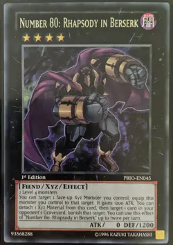 YuGiOh Number 80: Rhapsody in Berserk Rare 1st Edition PRIO-EN045 - Image 1