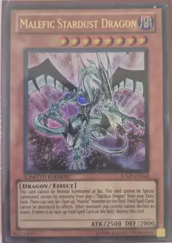 YuGiOh Malefic Stardust Dragon Ultra Rare JUMP-EN043 Jump Promo - Image 1