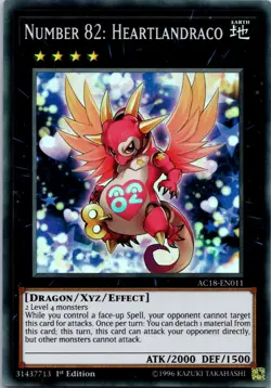 Yugioh Number 82: Heartlandraco AC18-EN011 1st Edition Super Rare NM - Image 1