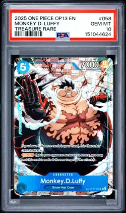 One Piece Monkey D Luffy Treasure Rare OP13 OP11-058 PSA 10 Gem Mint - Image 1