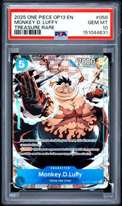 One Piece Monkey D Luffy Treasure Rare OP13 OP11-058 PSA 10 Gem Mint - Image 1
