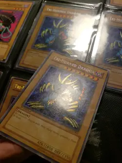 YUGIOH • TRI-HORNED DRAGON • SECRET RARE • LOB-000 • 1st EDITION • - Image 2