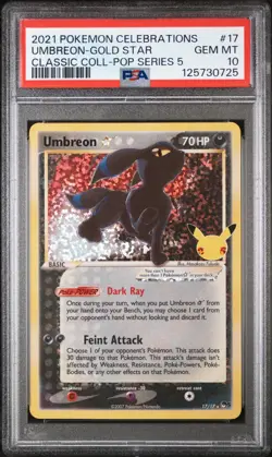 Pokemon 2021 Celebrations Umbreon Gold Star PSA 10 GEM MT - Image 1