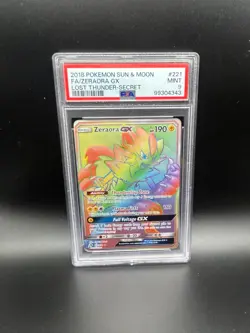 Pokemon Zeraora GX Full Art Secret Rare 221/214 Lost Thunder English PSA 9 MINT - Image 1