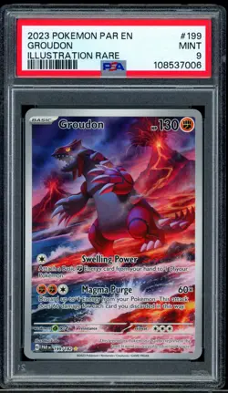 Pokemon Groudon Illustration Rare 199/182 SV04 Paradox Rift 2023 PSA 9 - Image 1