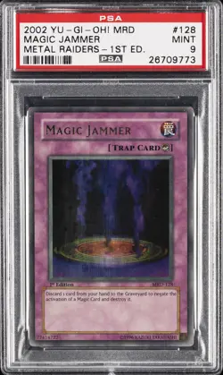 2002 YU-GI-OH! MRD-METAL RAIDERS 1ST EDITION #128 MAGIC JAMMER PSA 9 - Image 1