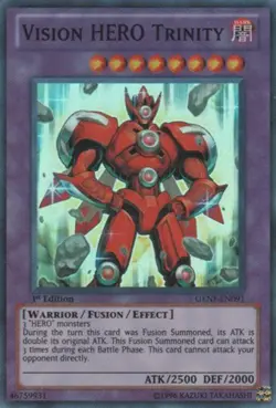 Yugioh! LP Vision HERO Trinity - GENF-EN091 - Super Rare - 1st Edition Lightly P - Image 1