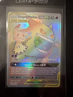 Pokemon Gengar & Mimikyu GX Secret Rare 186/181 Sm-Team Up Holo Card - Image 1