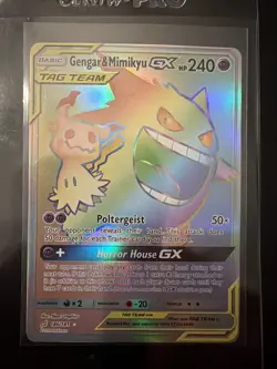 Pokemon Gengar & Mimikyu GX Secret Rare 186/181 Sm-Team Up Holo Card - Image 2
