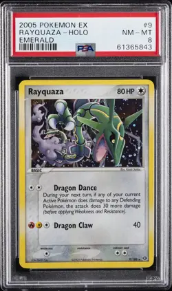 2005 POKEMON EX EMERALD #9 RAYQUAZA-HOLO PSA 8 - Image 1