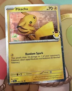 Pikachu 51/162 Temporal Forces Pokemon Day 30th Anniversary Stamp Cosmos Holo - Image 1