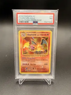 2016 Pokemon XY Charizard Holo #11 Prerelease PSA 7 NM Evolutions - Image 1