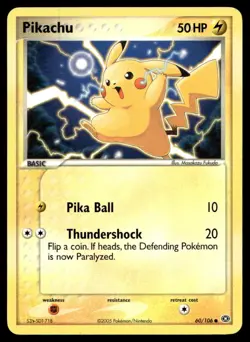 EX-NM Emerald Pikachu Common 60/106 2005 Pokemon TCG - Image 1