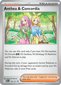 ANTHEA & CONCORDIA 182/217 UNCOMMON ASCENDED HEROES POKEMON REVERSE HOLO NM/M - Image 2