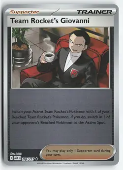 TEAM ROCKET'S GIOVANNI 204/217 ASCENDED HEROES POKEMON REVERSE HOLO NM/M - Image 1