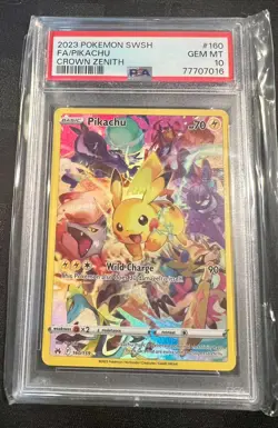 2023 Pokemon SWSH Crown Zenith Pikachu 160/159 Secret Art Holo PSA 10 - Image 1