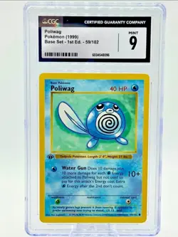 Base Set 1st Edition Poliwag 59/102 Shadowless Pokemon 1999 CGC 9 Mint - Image 1