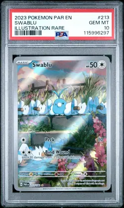 2023 POKEMON PAR EN-PARADOX RIFT ILLUSTRATION RARE #213 SWABLU PSA 10 - Image 3