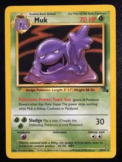 Muk 28/62 Rare Fossil Pokemon Unlimited Lightly Played - Image 1