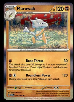 Marowak 105/165 - 151 - Holo Rare NM - Image 1