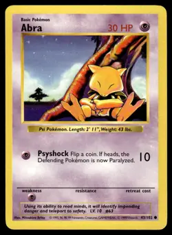 Abra 43/102 - Base Set Shadowless - Unlimited Common LP - Image 1