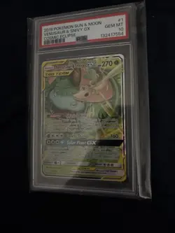 2019 POKEMON SUN & MOON COSMIC ECLIPSE #1 VENUSAUR & SNIVY GX PSA 10 - Image 4