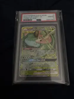 2019 POKEMON SUN & MOON COSMIC ECLIPSE #1 VENUSAUR & SNIVY GX PSA 10 - Image 5