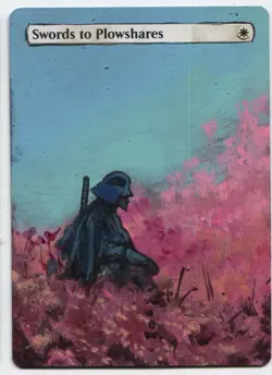 Swords to Plowshares Altered Art Mtg Hand Painted Card Commander - Image 1