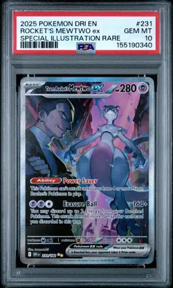 2025 POKEMON DRI EN-DESTINED RIVALS #231 TEAM ROCKET'S MEWTWO EX PSA 10 - Image 1