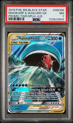 2019 POKEMON SM BLACK STAR PROMO MAGIKARP & WAILORD GX #SM166 PSA 7 NM 133623659 - Image 1