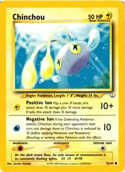Pokemon TCG Chinchou 42/64 Neo Revelation Regular Unlimited LP - Image 1