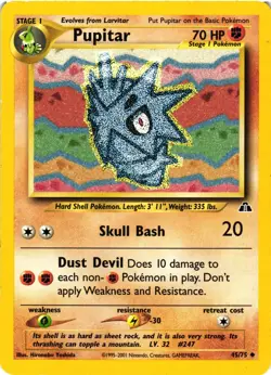 Pokemon TCG Pupitar 45/75 Uncommon Regular Neo Discovery Unlimited LP/MP - Image 1