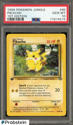 1999 Pokemon Jungle 1st Edition #60 Pikachu PSA 10 GEM MINT - Image 1