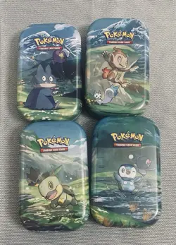 LOT OF 4 NEW POKEMON TCG SINNOH STARS MINI TIN TURTWIG PIPLUP CHIMCHAR MUNCHLAX - Image 1