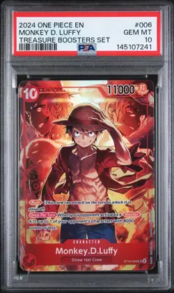 2024 ONE PIECE PROMOS TREASURE BOOSTERS SET #006 MONKEY D. LUFFY PSA 10 - Image 1