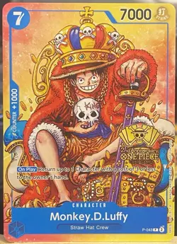 One Piece TCG - Monkey.D.Luffy P-043 (2nd Anniversary Stamped Promo) King NM/M - Image 1