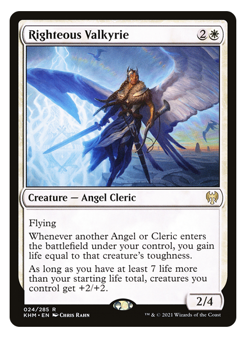 MTG - 1 x Righteous Valkyrie - Rare White Angel Cleric - Kaldheim (KHM) - M/NM - Image 1