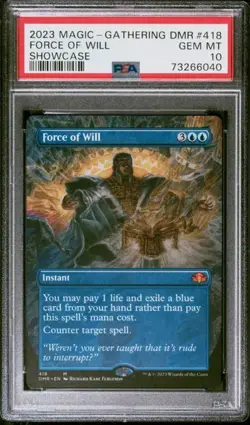 FORCE OF WILL Dominaria Remastered Borderless Mythic PSA 10 MTG [Nostalgium] - Image 1
