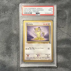 PSA 9 MINT Meowth Gold Border Jungle 56/64 Pokemon TCG Fruit Roll Promo ENG Card - Image 1