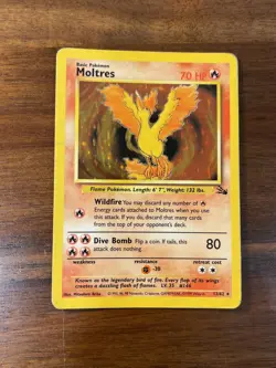 Pokemon TCG Moltres Fossil 12/62 Holo Unlimited Holo Rare - Image 1