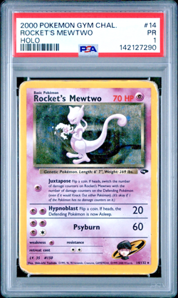 Pokemon Rocket’s Mewtwo Gym Challenge Holo Rare 2000 14/132 PSA 1 - Image 1
